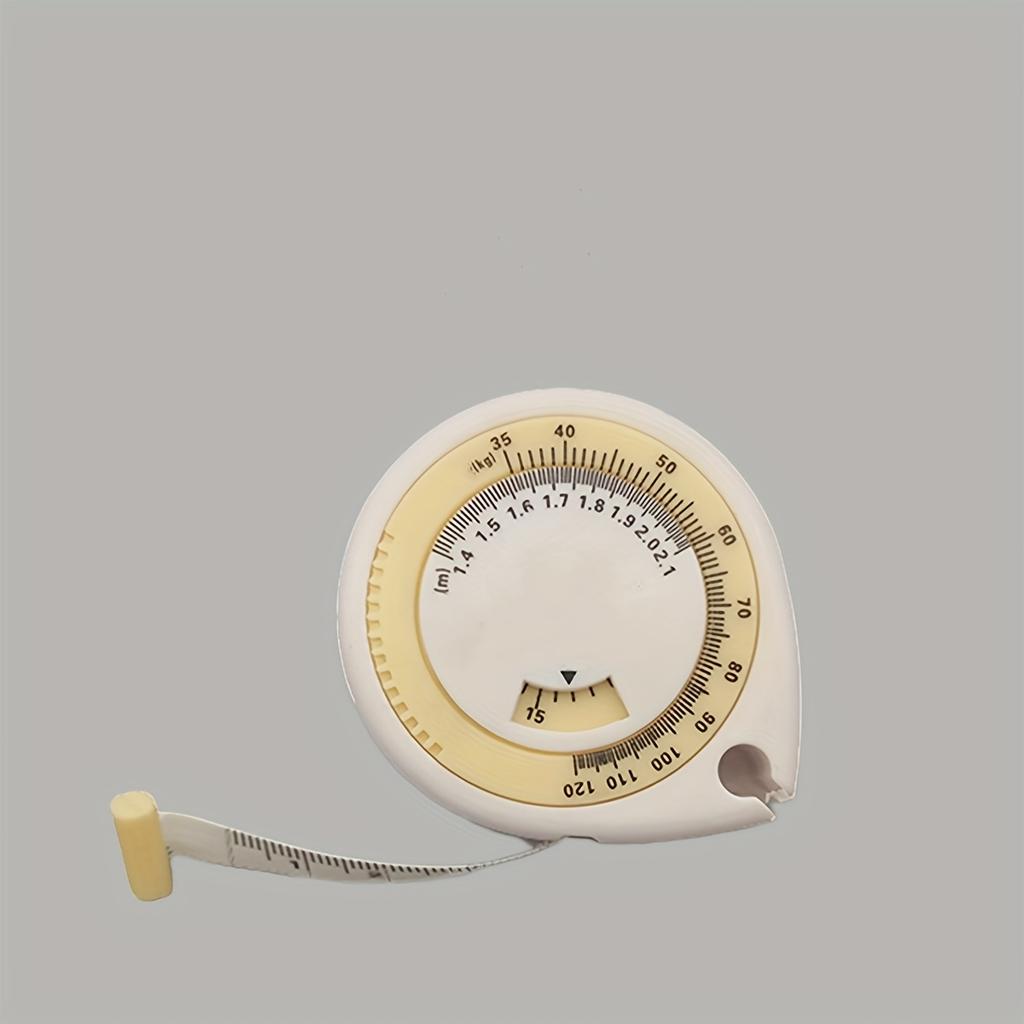 A Compact BMI Calculator Tape Measure, A 1.5-Meter/4.92-Foot Round Plastic Body Measuring Retractable Ruler, for Diet, Weight Loss, Fitness,