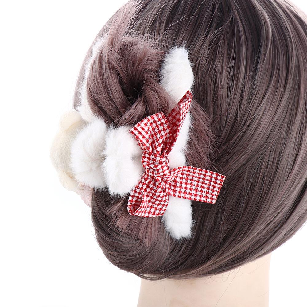 Bow Plush Headwear Flower Women Hair Clips Hair Accessories Bear Hair Claws Korean Style Crab Clips
