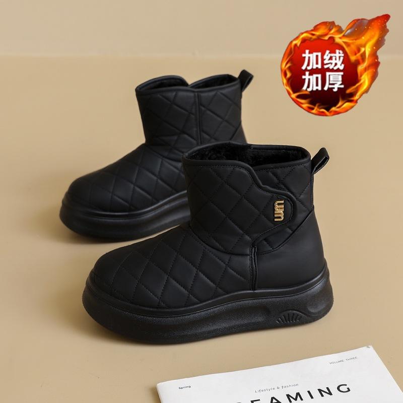 Fleece snow boots winter new thickened warm cotton shoes thick sole heightening large cotton short boots two cotton