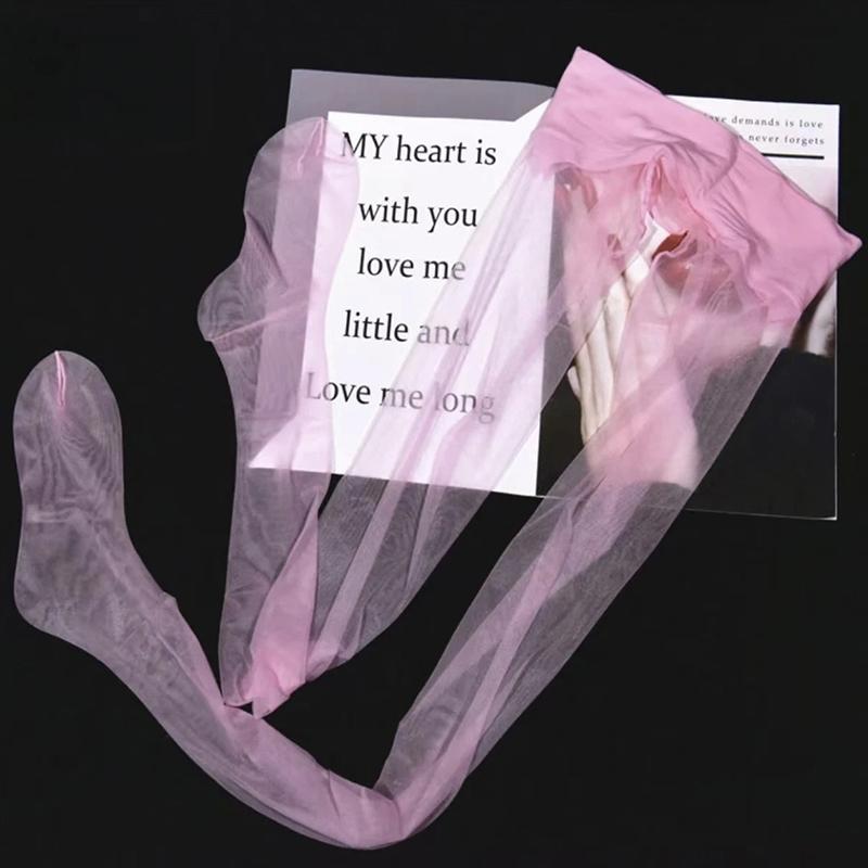 

Женские прозрачные чулки, ультратонкие нейлоновые колготки 0D, бесшовные колготки, прозрачные чулки one size розовый