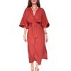 European & American Women's V-Neck Summer Dress 2025 - Casual Solid Color Short-Sleeve Slit Design