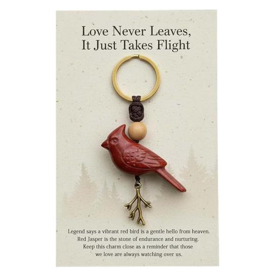 Song of Nature Bird Keychain for Peace And Courage Natural Gemstone Bird Charm for Keys Backpack Car Lucky Gifts for Men Women