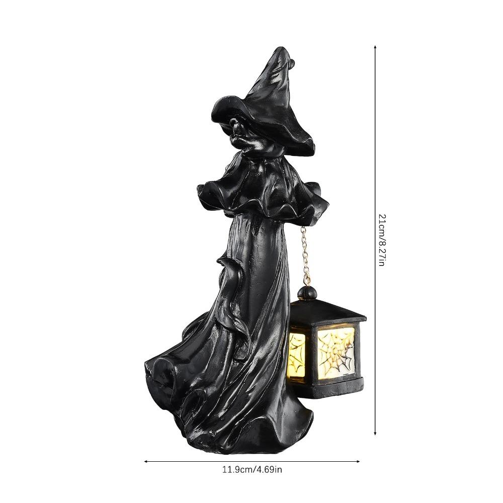Resin Witch Lantern Statue LED Witch Statues Hell Messenger Halloween Decorations With Candle Light Faceless Ghost Sculpture