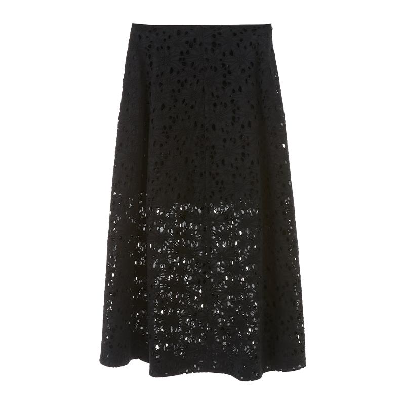 Langzi Cotton A-Line Hollow Design Skirt 2XL