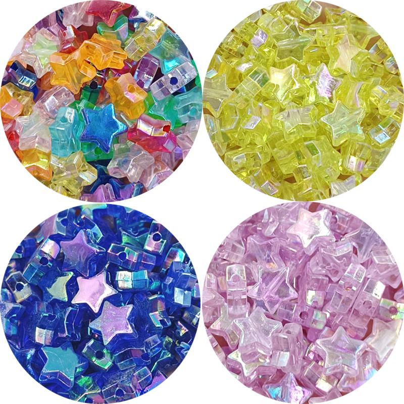 Artículos para fiestas en casa, moda, hechos a mano para hacer joyas, cuentas espaciadoras sueltas de color AB de pentagrama multicolor de alta calidad, cuentas de estrella elaboradas, 40 piezas nuevas