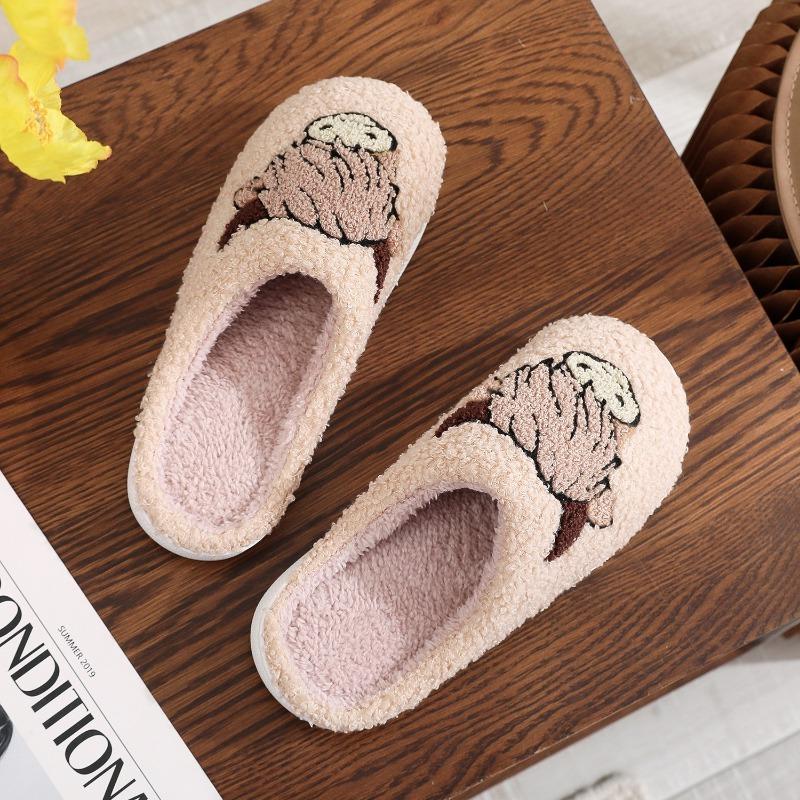 Christmas Hot Selling Animal Printed Cotton Slippers for Men and Women At Home, Winter Woolen Slippers