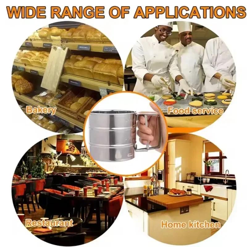 Kitchen Gadget for Cakes - Hand - Screened Sugar Mesh, Baking Sieve Strainer, Stainless Steel Flour Sieve Cup Powder Sieve Mesh