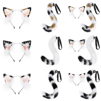 Foxes Cat Cosplay Costume Cat Ears Tail Halloween Party Cat Ears Headband Tail