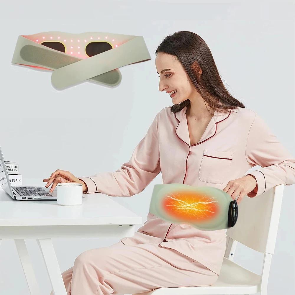 Far Infrared Massage Belt 32 LED Red Light Heating Therapy EMS Pulse Massager Palace Heating Belt For Waist Relief