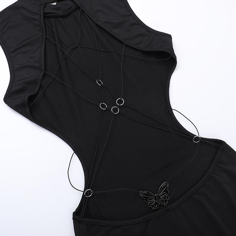 Vestito sexy con fiocco senza schienale, temperamento estivo da donna, abito speziato