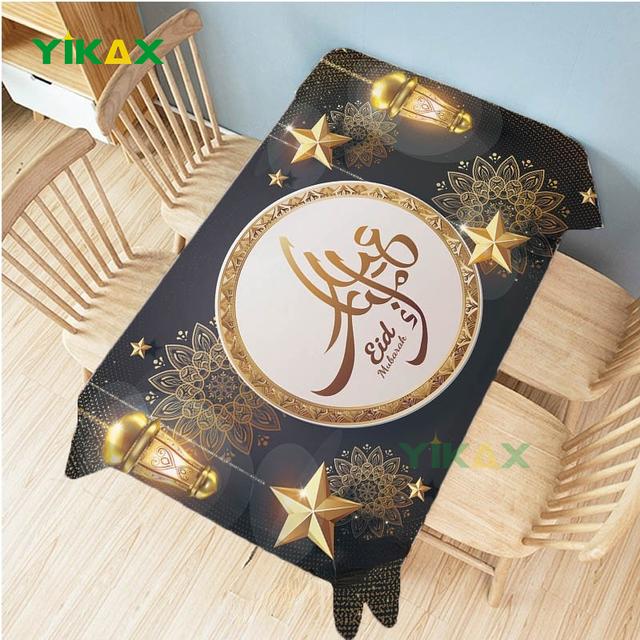 Eid Mubarak Restaurant Decoration Tablecloth Ramadan Decoration Tapestry Flower Islamic Art Rectangular Waterproof Tablecloth