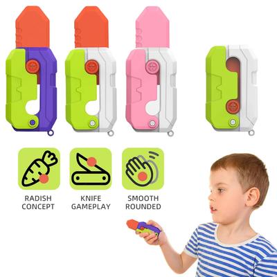 3D Gravity Radish Knife Decompression Push Card Kids Small Toy Radish Comb Decompression Cartoon Children's Toy Gift Mini Model
