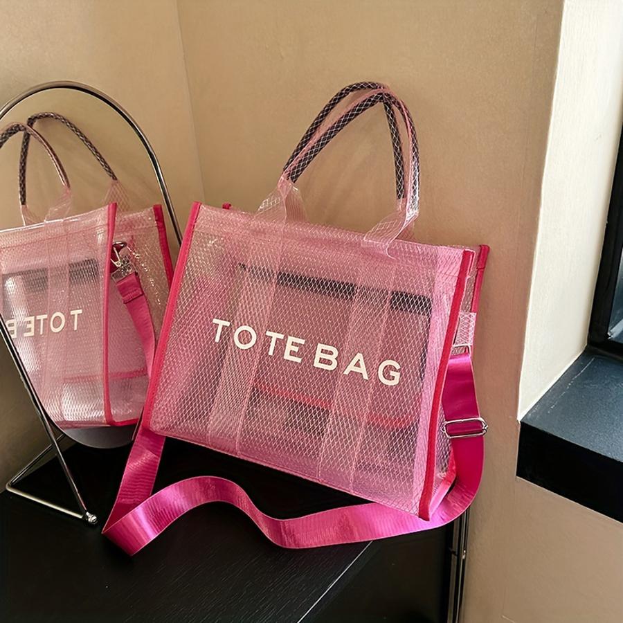 Fashion New High Capacity PVC Women's Bag Transparent Tote Bag Jelly Bag Handheld One Shoulder Crossbody Tote Bag