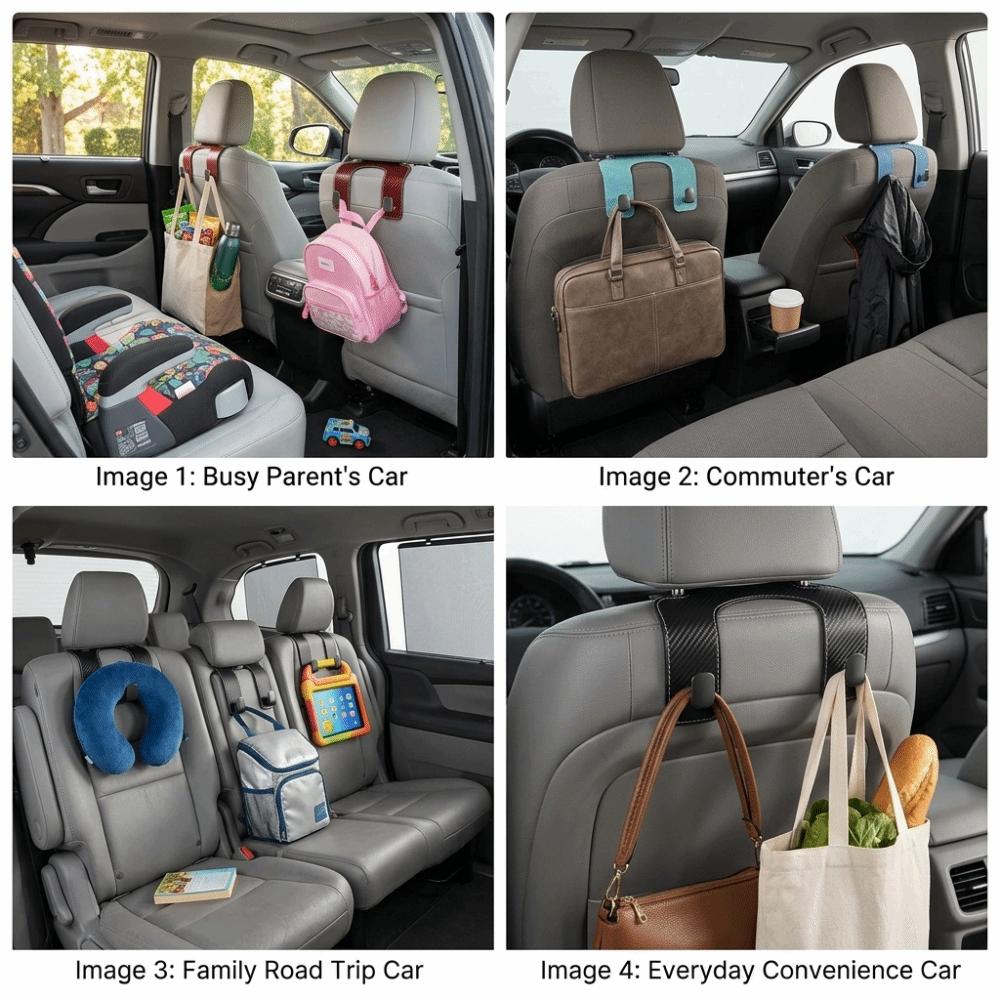 Wear-Resistant Car Headrest Hook High Load-Bearing Hanging Headrest Bag Holder  Automotive Seat