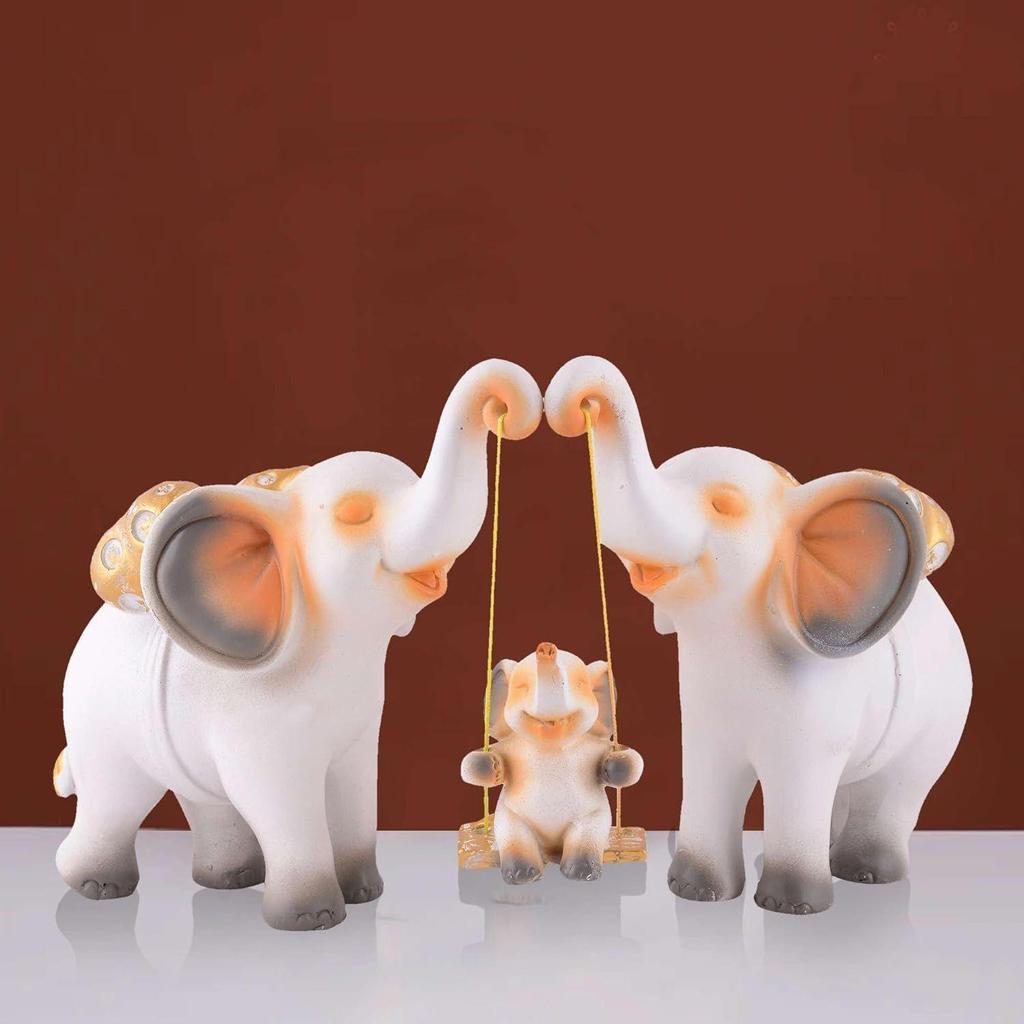Resin Set of 3 Elephent showpiece for Home Decoration Items Table Dcor Living Room Gift Boxes for Weddings, Parties, Housewarming