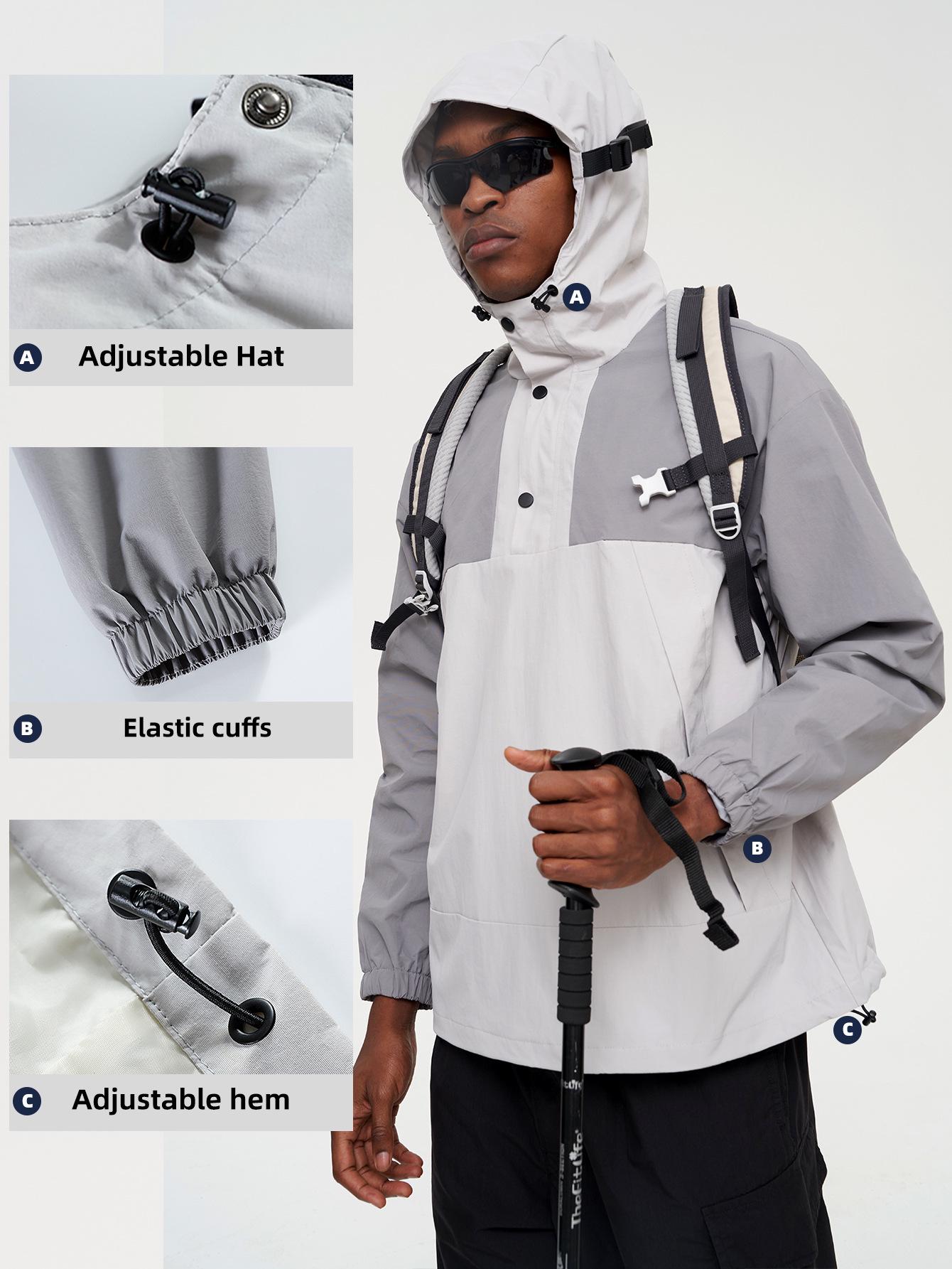 

Унисекс Уличная Ветрозащитная Водонепроницаемая Куртка Рабочая Одежда с Цветными Блоками L