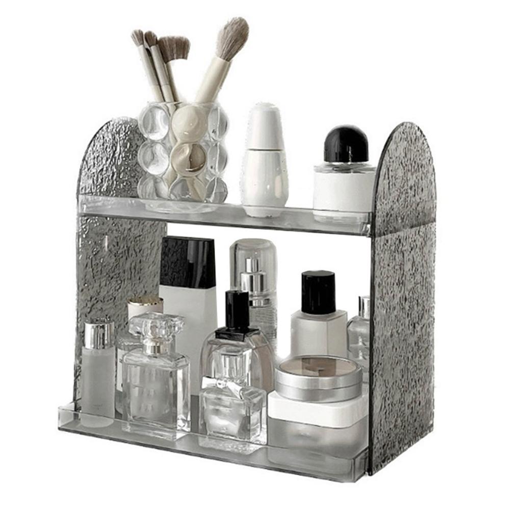 Półka do przechowywania dwuwarstwowa Duża pojemność Modny 2-poziomowy akrylowy stojak na kosmetyki na perfumy Szary