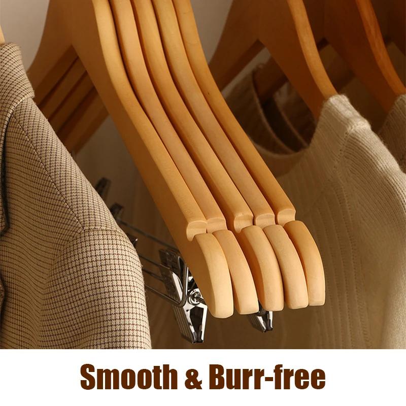 High-Grade Wooden Suit Hangers,Skirt Hanger with Clips 5/10/20 Pack,Wooden Trouser Rack with Shoulder Notches for Dress Jacket