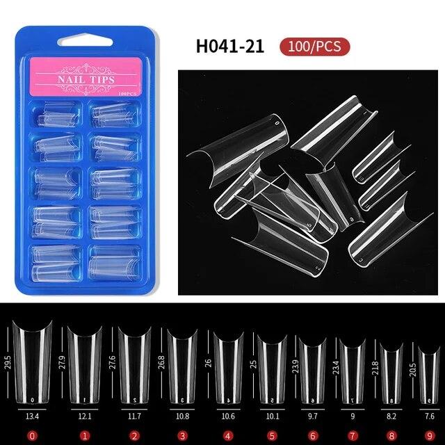 100pcs/box Clear Transparent Seamless Fake Nails Full Coverage False Nails Tips Short T-shaped Full Sticker For Nails Manicures