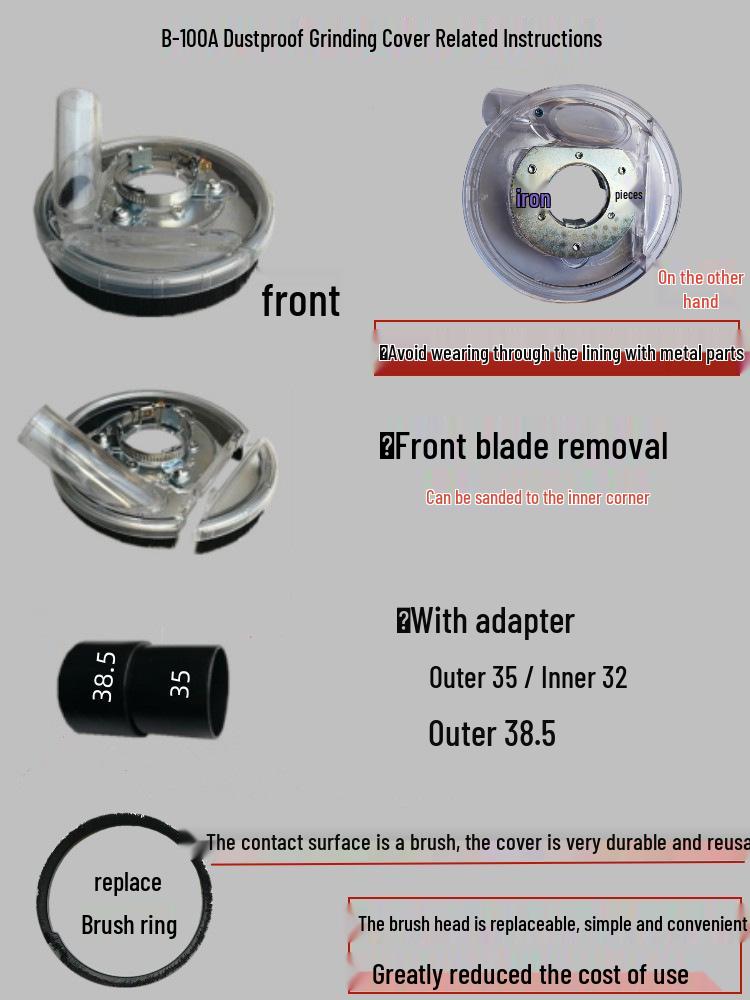 4" Dust-Free Concrete Angle Grinder Set with Diamond Wheel & Dust Cover
