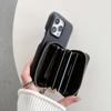 Für iPhone 16 Pro Hülle Reißverschluss Kartenfächer PU Leder Handy Rückseite mit Handschlaufe