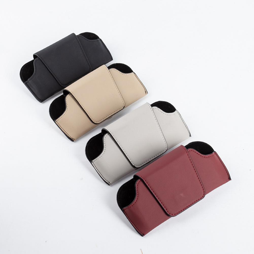 Car Glasses Holder Multi-functional Leather Car Glasses Box Case Storage Holder Glasses Car Portable Sunglasses Stable Suns P4F2