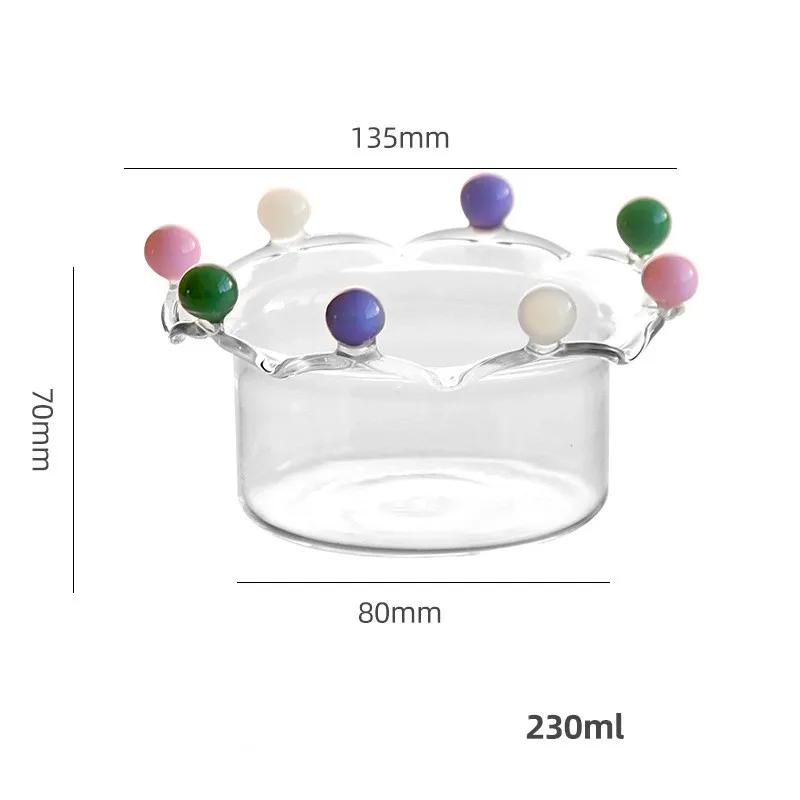 Glass Bowls Creative Crown BowlsHigh Borosilicate Glass Bowls Coloured Bead DotsFruit DessertIce Cream Cereal Yoghurt Bowls