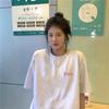 American retro front shoulder short-sleeved t-shirt women's summer new loose design niche half-sleeved top