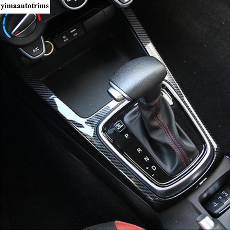 Gearbox Water Cup Holder Window Lift Button AC Vent Outlet Cover Trim Carbon Fiber Accessories For Kia Rio 4 X-line 2017 -