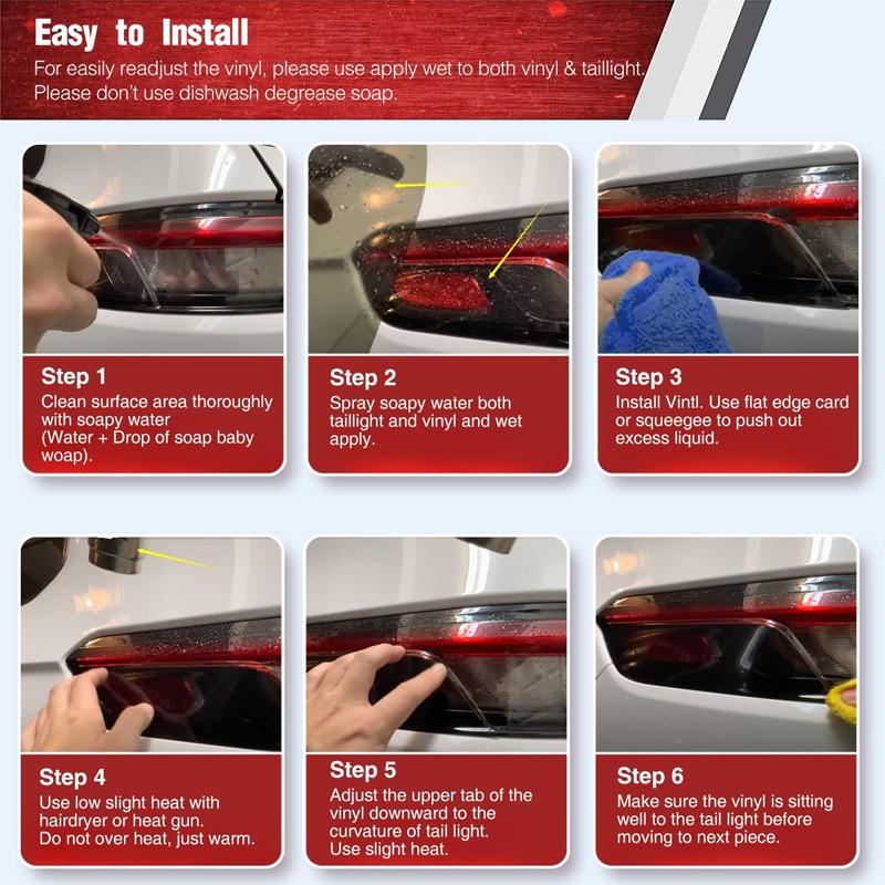 Rear Tail Light t Dark Vinyl Overlay Decals Set For 2014-2021 Jeep Grand Cherokee (6 Pcs/Set )
