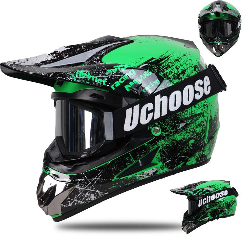 Four-Season Full-Face Off-Road Motorcycle Helmet with Goggles for Mountain Racing and Downhill