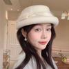 Light Luxury Winter French Crimped Woolen Top Hat Women's High-end Beret Gauze Elegant Basin Hat Shows the Face Is Small and Versatile