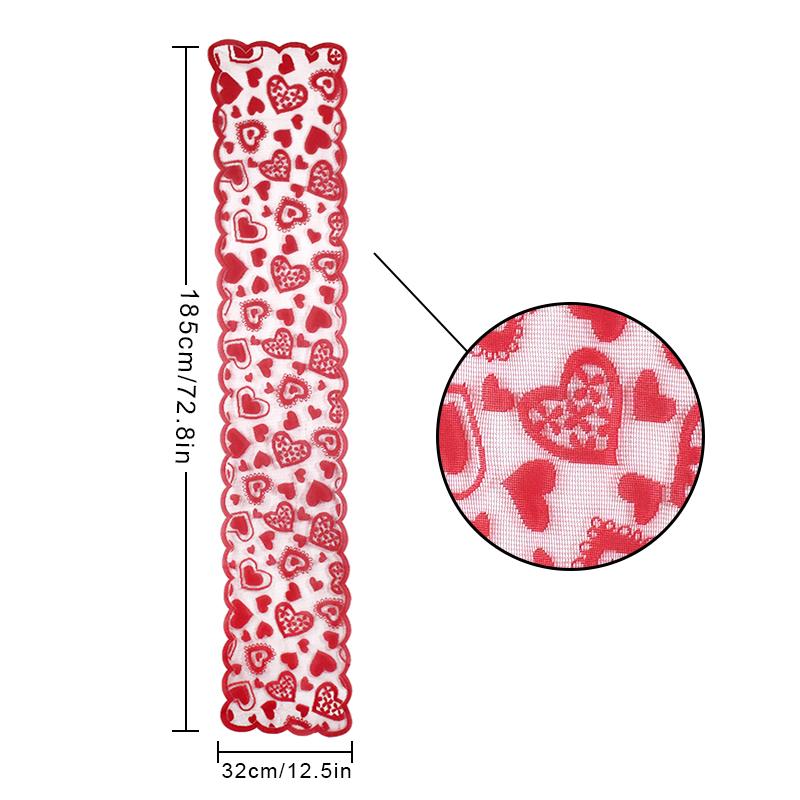 Love Heart Lace Table Runner for Valentine's Day Decoration Wedding Anniversary Party Table Cover Home Decoration Supplies Props