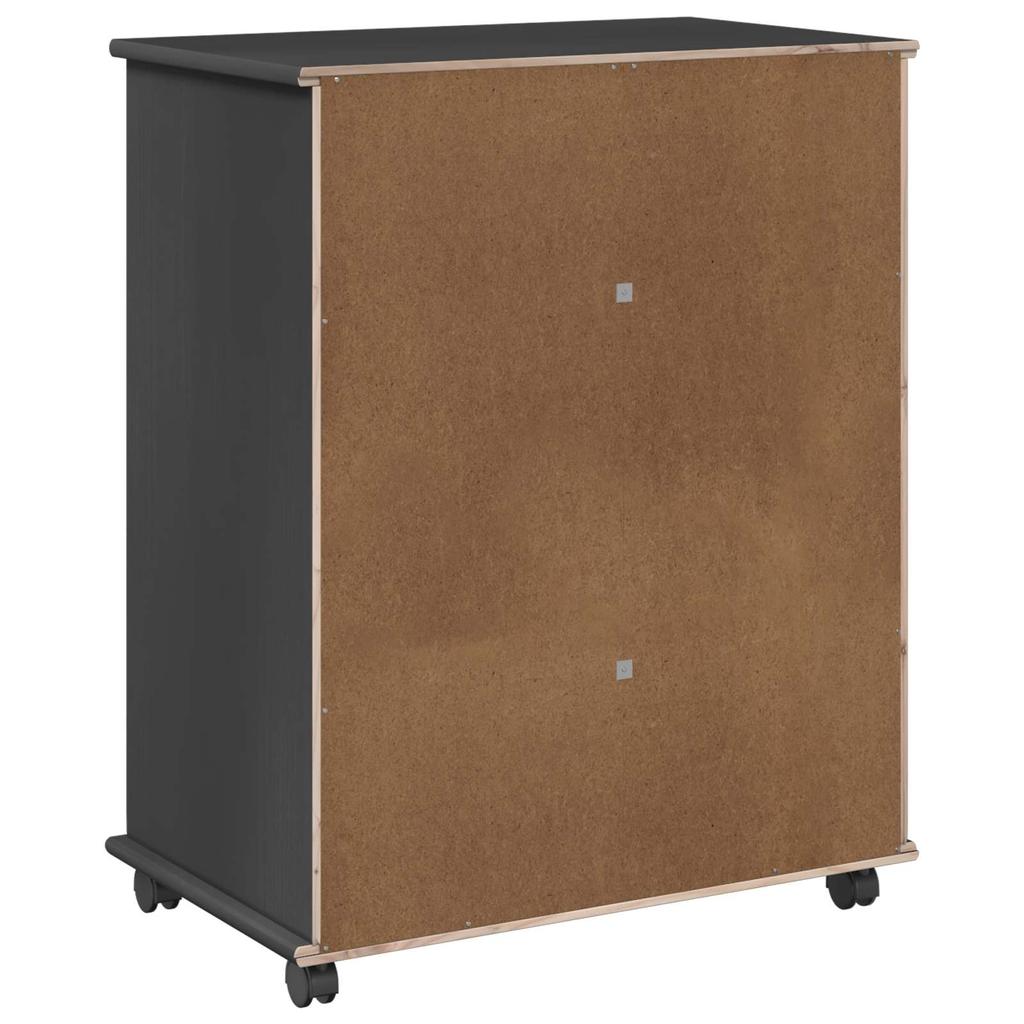 Mobile Storage Cabinet in Gray 63.5 x 39 x 79 cm Solid Pine Wood