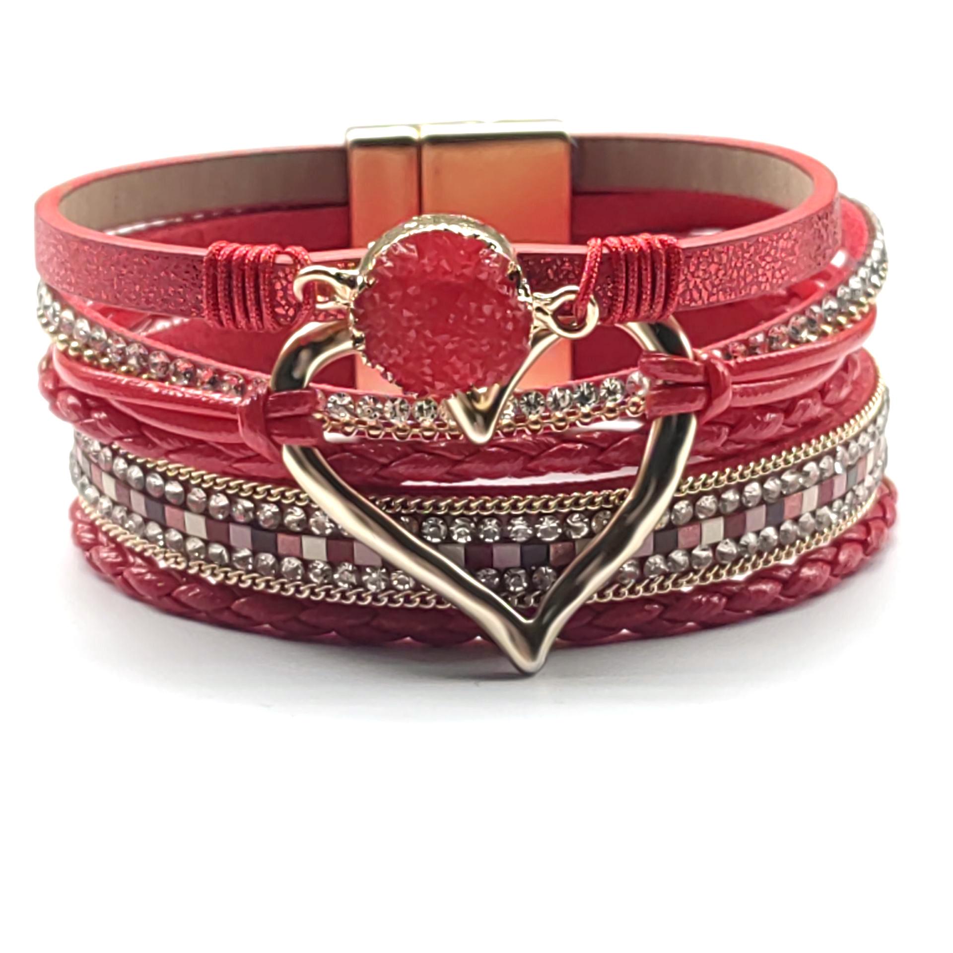 Bohemian Multi-layer Heart Bracelet - Fashionable Open Design