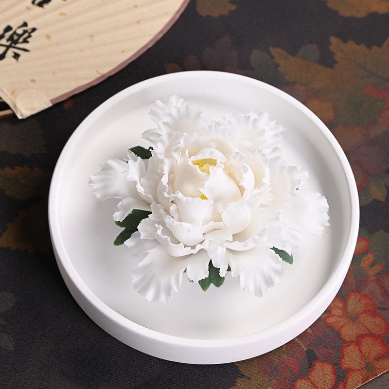 Hand-Made Porcelain Peony Diffuser Incense Burner Luxury Floral Essential-Oil Stone Re-Usable Home Fragrance & Gift Décor