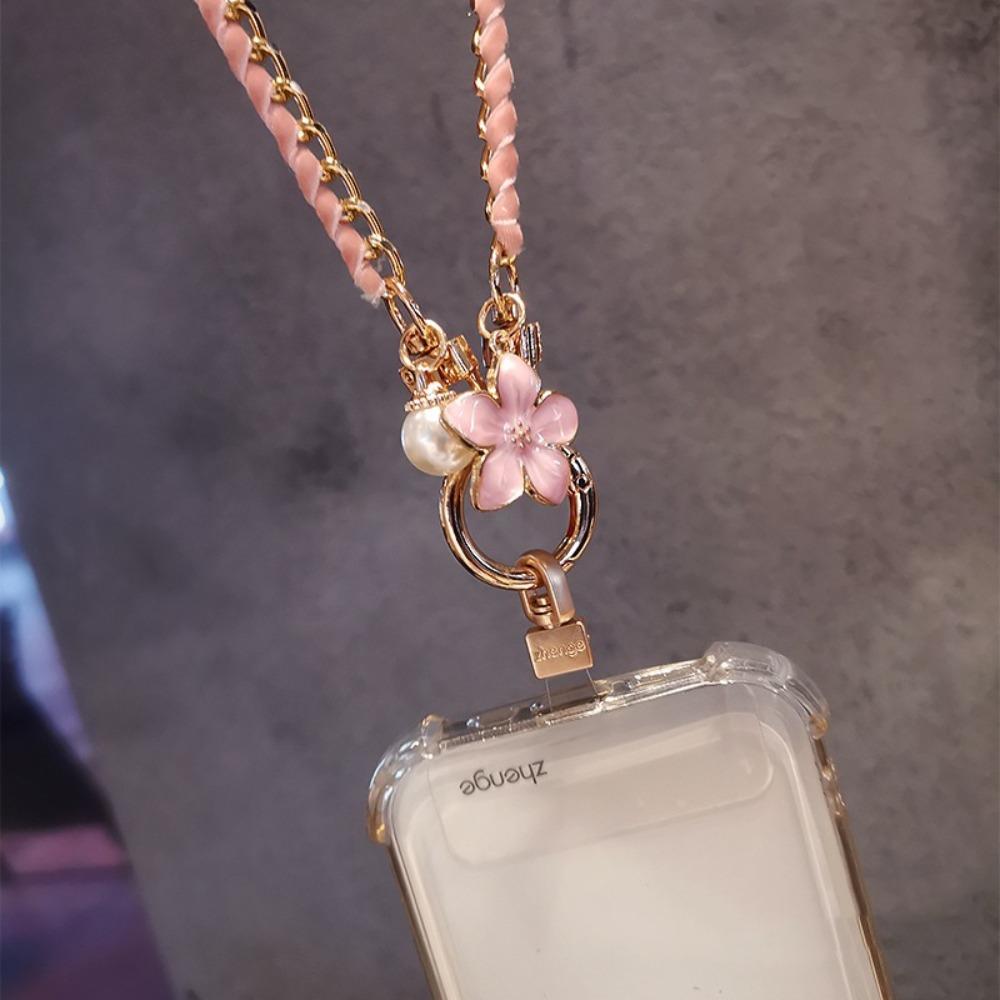 Pearl Cell Phone Chain Flower Pendant Mobile Phone Lanyard Mobile Phone Strap  New Year Gift
