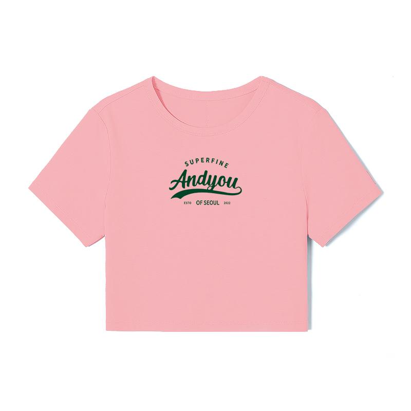 

Hirsionsan корейские футболки с графическим рисунком для женщин, лето 2023, 100% хлопок, базовые футболки с короткими рукавами, повседневные тонкие женские топы с круглым вырезом, уличная одежда, топ XL розовый