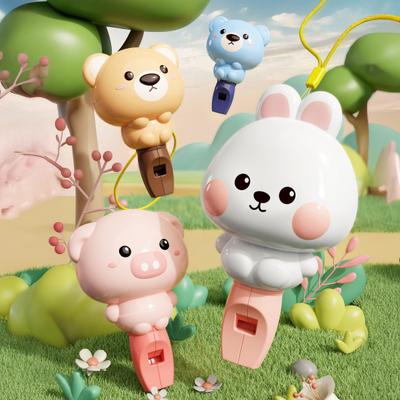 Kinder Cartoon Tier Pfeife Spielzeug mit Lanyard Kleinkinder Jungen Mädchen Pädagogisch Hase Schwein Bär Pfeife Geräuscherzeuger Musikinstrument Spielzeug