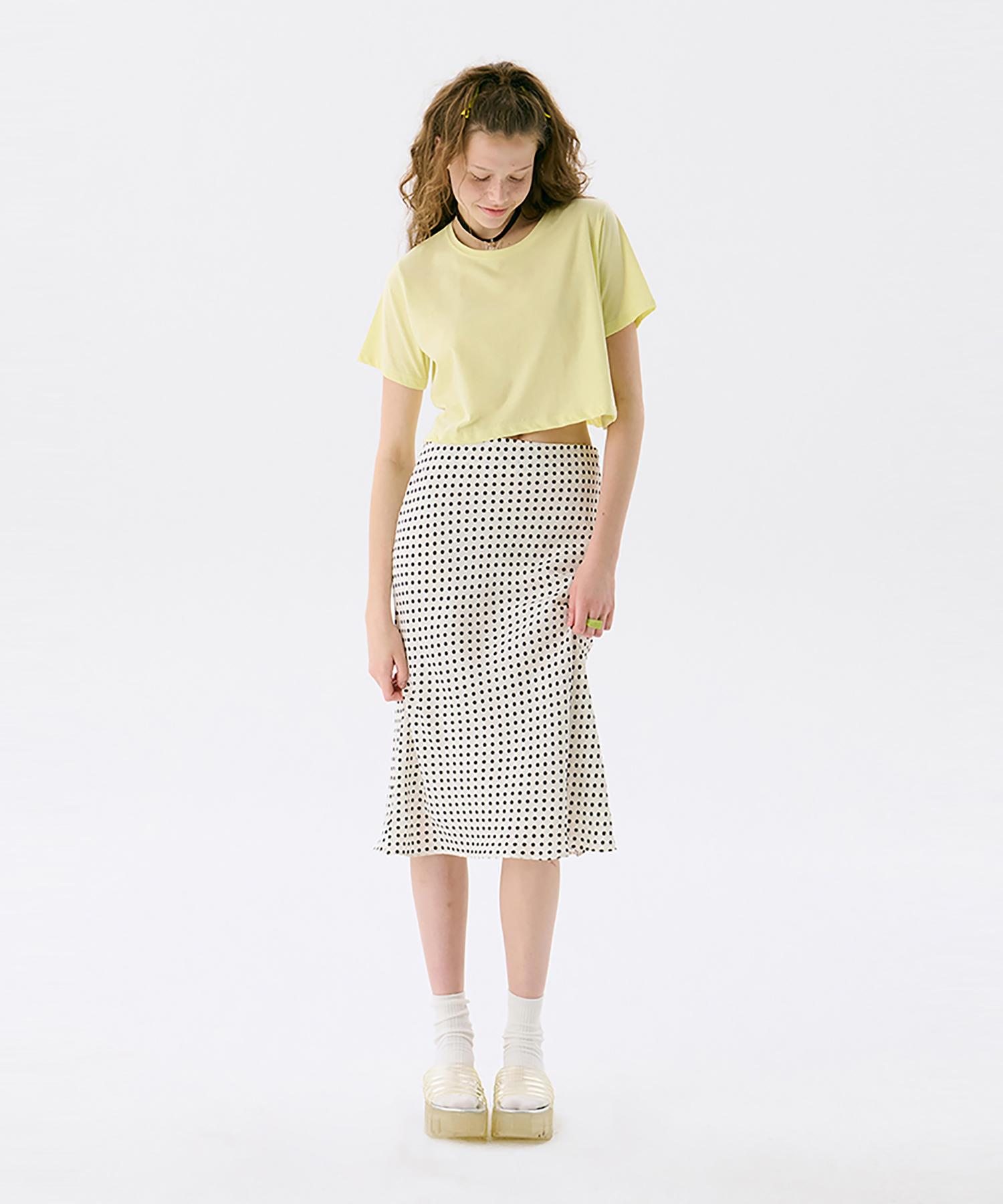 Jun Jun Space Solid Crop T_Lemon M