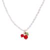 New, Retro Red Rose Imitation Pearl Necklace Fringed Chain with Diamonds Women's Necklace Pearl Series