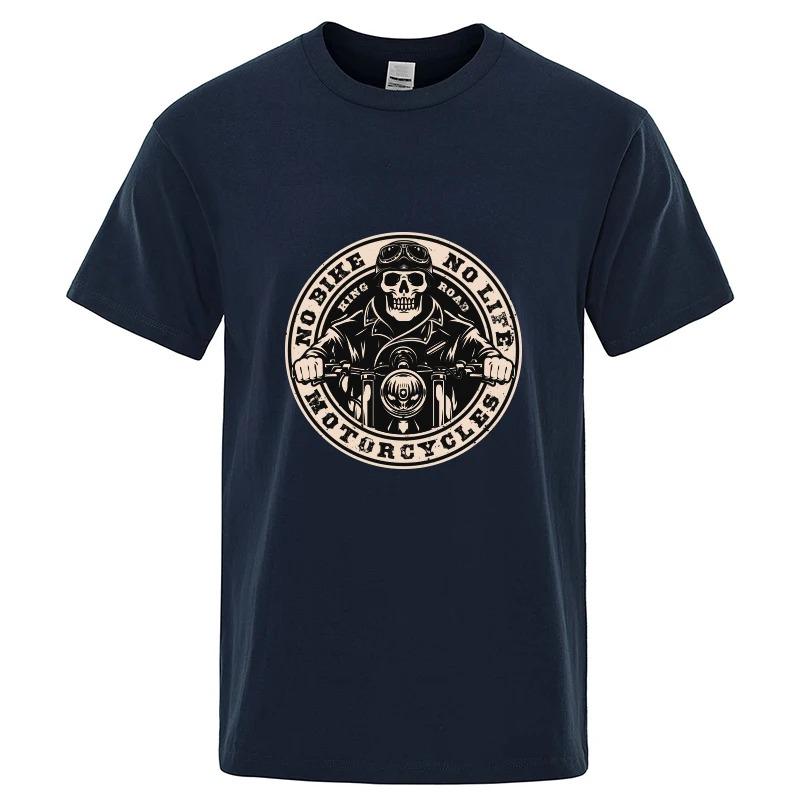 Bavlněné tričko s krátkým rukávem Motocyklový závislák Píst Lebka Tričko Pánské Hip Hopové Tričko Cool Trička Harajuku Streetwear Móda