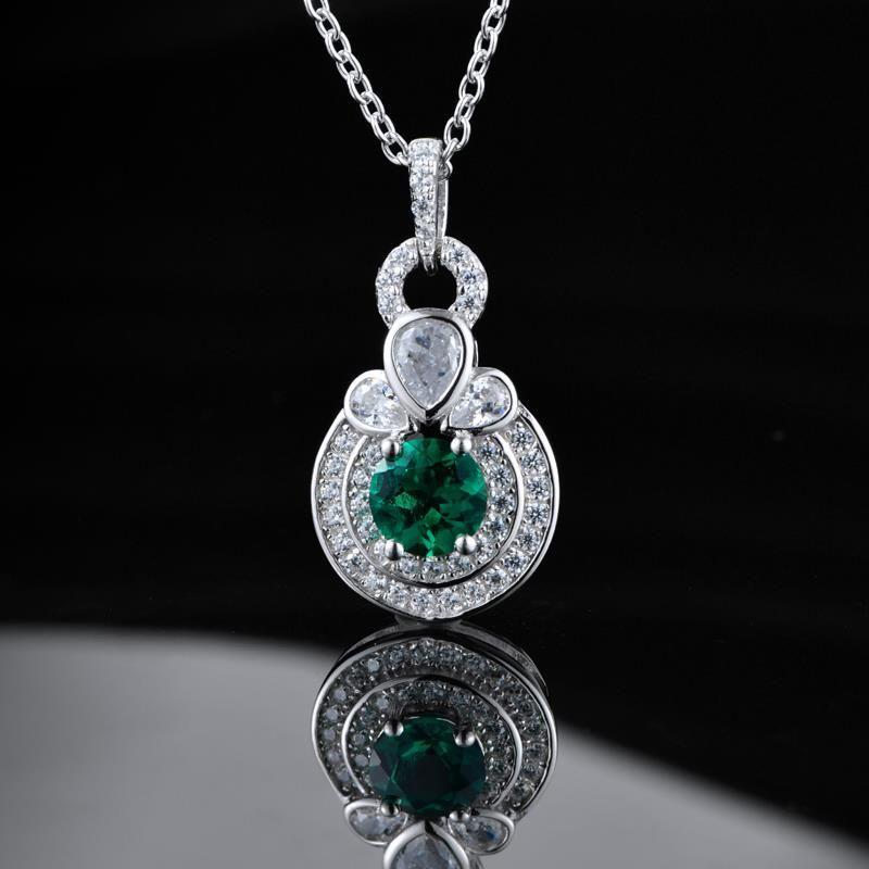 Cultured Emerald Necklace 925 Sterling Silver Real Gold Plating Clavicle Chain 2026 Cross-Border Bestseller Fashionable