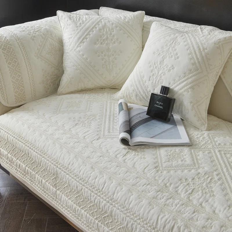 

Подушка для дивана, хлопковая универсальная ткань на четыре сезона, художественная Нескользящая современная подушка, однотонная вышивка, предметы интерьера, чехол для дивана 45x45cm pillowcase