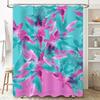 Watercolor Floral Print Shower Curtain Set Waterproof Fabric with Hooks Pink Blue Colorful Bath Decor Perfect Gift for Her Size: