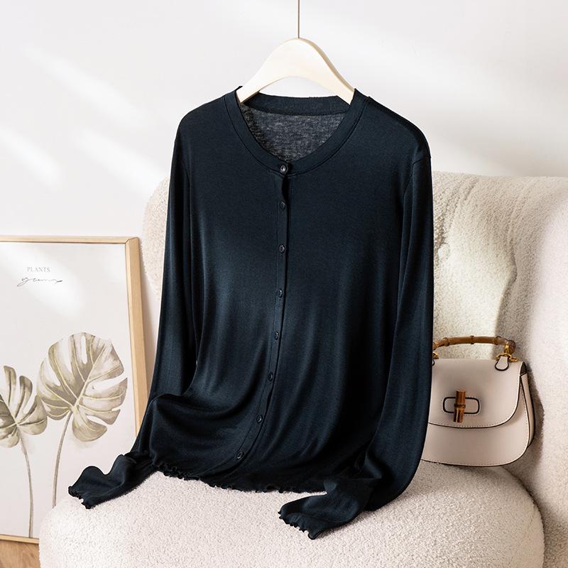 2026 Hangzhou Women's Summer Mulberry Silk Lyocell Cardigan T-shirt: Sun Protection & Body Concealment