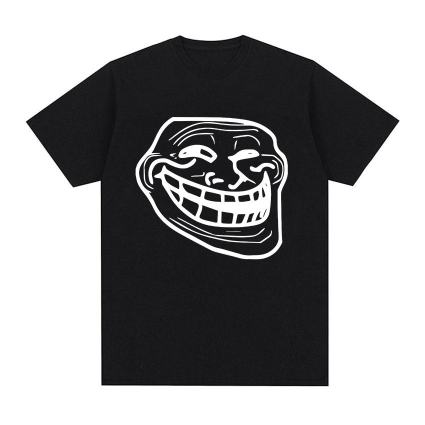 2025 Verão Troll Face Memes Homem Zangado Problema Meme Engraçado Masculino Feminino Moda Retro Harajuku 100% Algodão Puro Camiseta Estampada