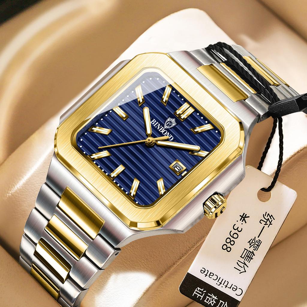 Binbang Men's Large Dial Tritium Sport Watch - High-End Trendy Model