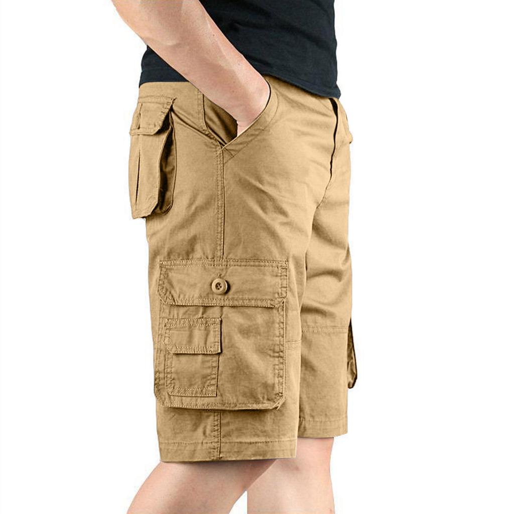 Men's OutdoorLoose Casual Pants Multi-Pocket Color Cargo Shorts
