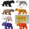 Afrikanische Wildtiere Zoo Bausteine Figuren Zubehör Säbelzahntiger Löwe Elefant Wolf Ente Spielzeugmodelle Kindergeschenk Spielzeug K93